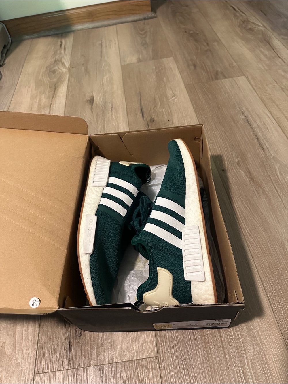 Adidas NMD R1 Green White Gum Sole Sneakers